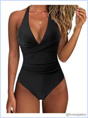 Tummy Control One Piece Swimsuit Push Up Halter Monokini